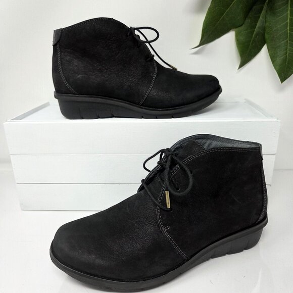 Dansko Boots Womens Black Leather Nubuck 38 US 7.5 - 8 Joy Ankle Booties Shoes - Picture 1 of 9
